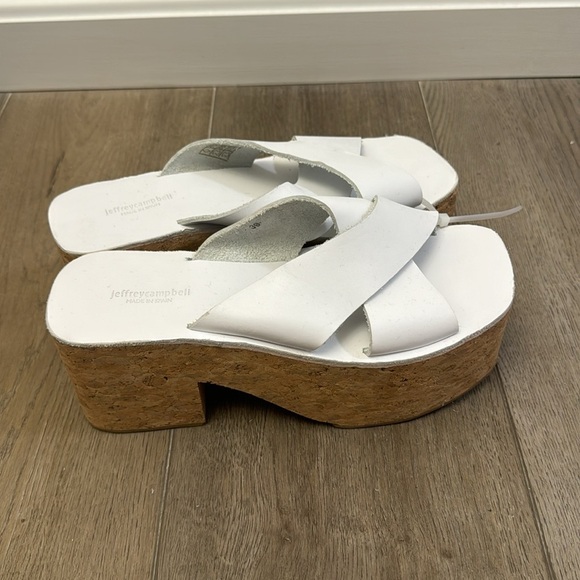 NEW! Jeffrey Campbell Itzelia White Cork Block Heel Platform Slide Sandal - 39 - Picture 6 of 11
